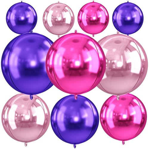 Palloncini colorato Metallizzato,10 Pezzi Palloncini colorato,Palloncino Metallici a Specchio Grande 4D,palloncino Elio Metallizzati per Anniversario Matrimonio Compleanno Decorazioni