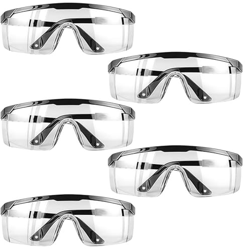 5PCS Lunettes De Protection, Lunette de Travail, Lunettes Sécurité Transparentes avec Protection Latérale, Verres Anti Buée et Anti Rayures, Laboratoire, Construction et Travaux Professionnels