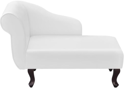 YUTAASU Kunstleder Chaiselongue Weiß mit gepolsterter Sitzfläche und elegantem Design für das Wohnzimmer, eine Elegante Chaiselongue Kunstleder mit hölzernen Füßen.