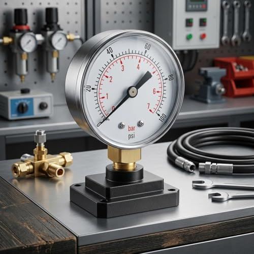 Hoppipola Water Pressure Gauge and Barometer for Air Conditioning Systems, Robust Metal Construction, Easy-Read for Dial for DIY and for Pro Use