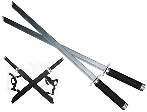 41.75 Dual Two Ninja Swords with X Back Harness Carrying Scabbard