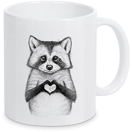 artboxONE Tasse Raccoon with Heart von Nikita Korenkov - Kaffeetasse Für Kinder