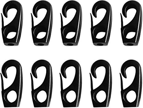 MagiDeal 10 Pieces Black Plastic Hooks for 7mm Shock Cord tie Strap Boat and Kayak Accessories