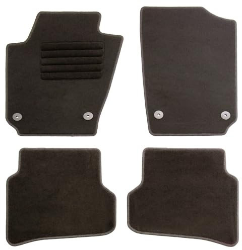 AD Tuning Textil Fußmatten für Seat Ibiza 6J (06/2008-05/2017) | 4-teilig, 100 % passgenau, Textil, Schwarz, Randkettelung, Druckknopf Befestigung