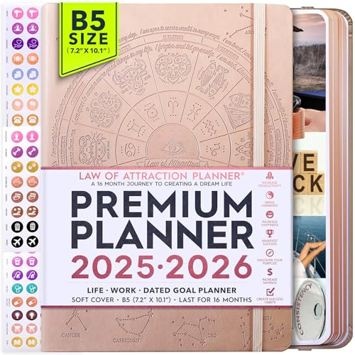Planificateur de vie Loi de l’attraction 2024 – Un voyage de 12 mois pour augmenter la productivité, le but et le bonheur – agenda objectifs hebdomadaires joyeux, journal de gratitude + autocollants