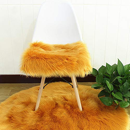 Martin Kench Faux Lammfell Sitzkissen, Schaffell Sitzauflage Longhair Fell Optik Nachahmung Wolle Sofa Matte (Kamel,40 * 40cm)