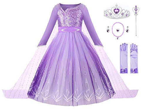 JerrisApparel Ragazze Principessa Costume Vestito Neve Natale Festa Travestimento (8 anni, Viola Con Accessori)