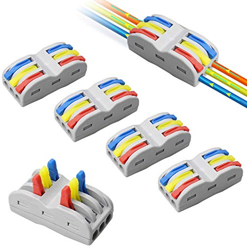 16pcs Lever Nut Wire Connectors, Conductor Compact Wire Connectors 6 Hole Quick Cable Clamp Terminal Block Spring Connector Electrical Connectors (Multicolor Lever)