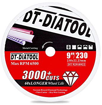 DT-DIATOOL Diamant-Trennscheibe aus Metall, 230 x 22,23 mm, Trennscheibe für Stahlrohr, Eisen, Bewehrungsstahl