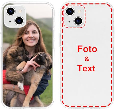 MXCUSTOM Personalisierte Handyhülle für Apple iPhone 13, Benutzerdefiniert Hülle mit Eigenem Foto Bild Text Individuelle Schutzhülle [Transparente Weiche TPU Dünn Stoßfest] (FXT-CR-P1)