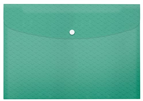 Esselte A4-Dokumententasche, Klarsichthülle für Dokumente, für Zuhause/Büro, zur Schreibtischorganisation, Prägemuster, Colour'Breeze Serie, 3 Stück, Grün, 628488