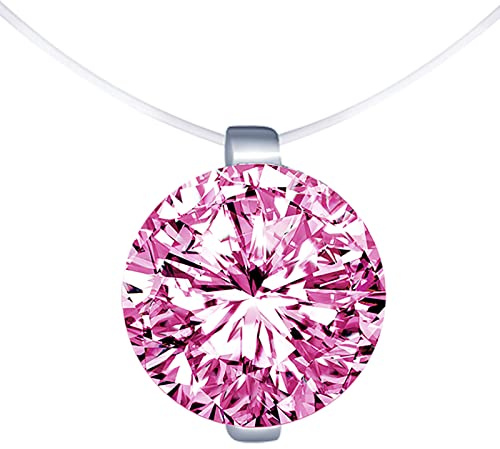 MICGIGI Halsband för kvinnor, 925 sterlingsilver, 8 mm, kubisk zirkonia, transparent nylonkedja, choker, 8 mm x 40,5 cm, Zirkonisten, Kubisk zirkonia