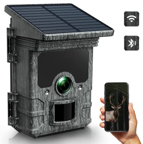 VOOPEAK Camera de Chasse Solaire - 4K UHD 85MP Camera de Chasse WiFi Bluetooth Rechargeable, Caméra Chasse Vision Nocturne Infrarouge Activée par Mouvement Temps de Déclenchement 0,1s Étanche IP66