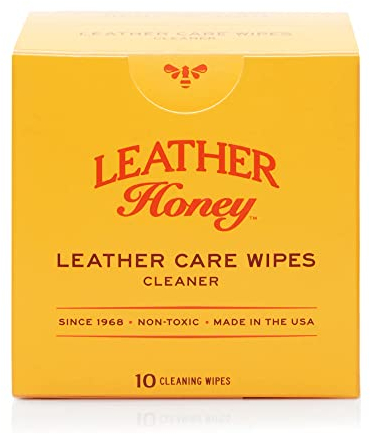 Leather Honey Leather Cleaner Wipes: Clean On-The-Go. Cleaning Wipes for Leather, Faux & Vinyl - Couches, Car Seats, Purses, Shoes, Bags & Tack. Safe for Any Color. 10 Non-Toxic, Ready-to-Use
