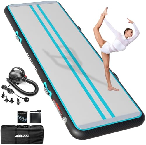 Air Tumbling Matte Track 10/20cm hoch Turnmatte Aufblasbare 2 m 3 m 4 m 5 m 6 m Gymnastikmatte mit Elektrischer Luftpumpe Trainingsmatte für Zuhause, Turnhalle, Garten, Yoga, Cheerleading, Fitness