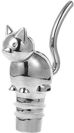 KICHOUSE Cat Wine Bottle Stopper Alloy Cat Shape Vacuum Sealer for Wine Bottles Airtight Silicone Seal Novelty Barware Tool for Home Bar and Celebrations