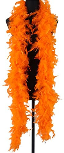 2m Flauschige Federboa,Asudaro Truthahnfedern Flauschige Truthahnfederboas Feder Poncho Kragen Cape Stola Schal Streifen Truthahnfedern für Basteln Weihnachten Fasching Theater Orange