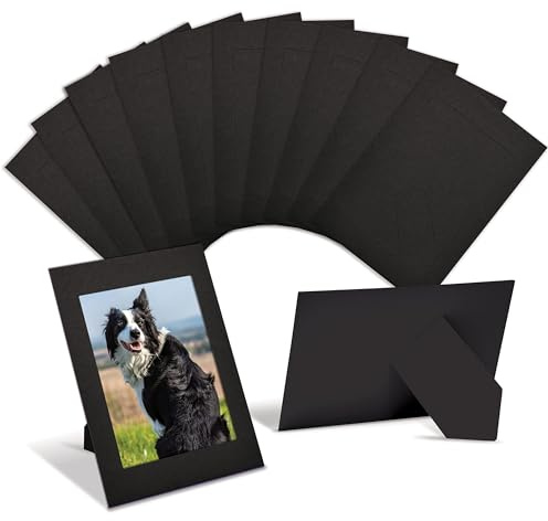 Better Office Products Papier-Bilderrahmen für 10,2 x 15,2 cm große Einsätze, 50 Stück, schwerer Karton-Fotorahmen mit Staffelei, stehende Papierrahmen (schwarz)
