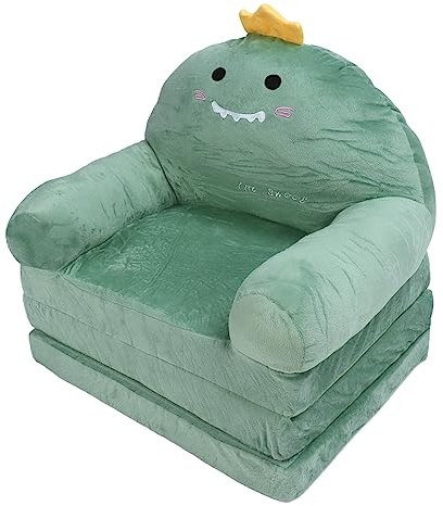 CDQL Faltbares Kindersofa, Niedliches Cartoon-Design, Weiches, Bequemes Kinder-Klappsofa, Kindercouch für Kleinkinder, Kinderheim, Dinosaurier(3 Schichten)