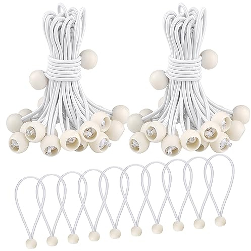 Spanngummis mit Kugel 15cm, 50 Stück Planenspanner mit Kugel (Weiß)