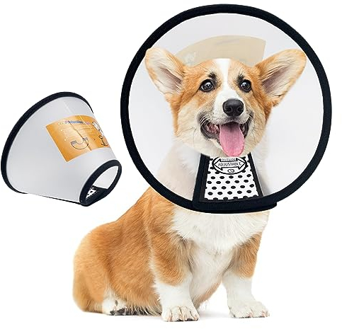 Mesybveo 2 Stück Schutzhalsbänder für Hunde und Katze, verstellbare Kegelform, Elisabethanisches Hundehalsband aus Kunststoff, Beißschutz