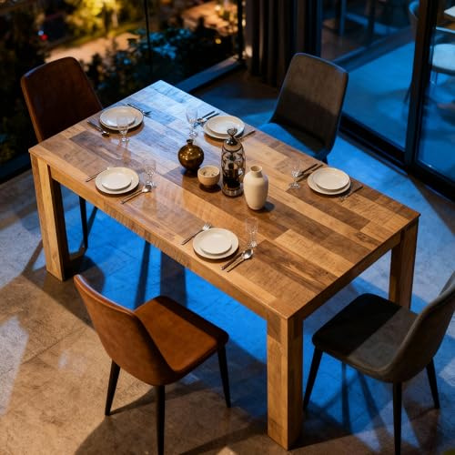 STHOUYN 71 6ft Kitchen Dining Room Table for 6 8, Large Farmhouse Dinner Table, Wood Rectangular Long Tables for Big Family, Waterproof & Scratch Resistant (Brown)