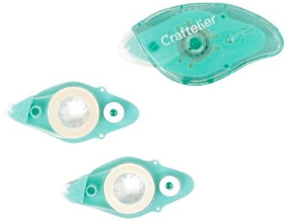 Craftelier - Kit dispenser adesivo con nastro biadesivo permanente + 2 ricariche | Progettato per progetti di scrapbooking e artigianato | Dimensioni nastro 8 mm x 7 m - Colore