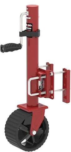 TOWKING 8-inch Wheel Trailer Jack, 13 Vertical Movement, 2000 lbs, for RV, Boat, Trailer and More, Red