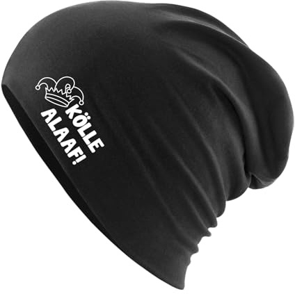 Huuraa Slouch Beanie Kölle Alaaf Narrenkappe Geschenk | Erwachsenen Wintermütze Baumwolle und Elasthan Mütze Geschenkidee doppellagige Baumwollmütze