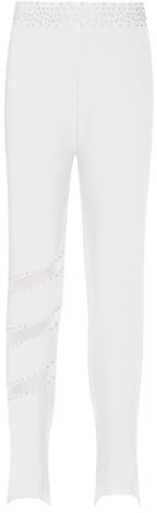 HULIJA Kinder Mädchen Eiskunstlauf Leggings Lang Trainingshose mit Strass Strumpfhose Tanzhose Eiskunstlauf Gymnastik Wettkampf Weiß 134-140