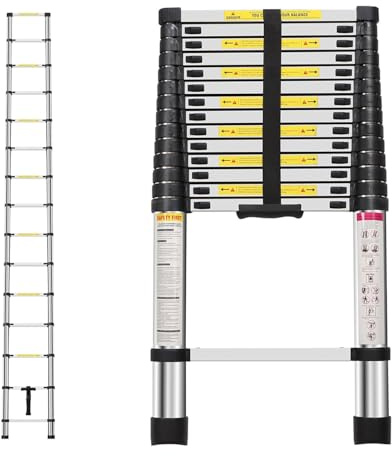 Neo utdragbar bärbar hopfällbar teleskopstege multifunktionell aluminiumstege robust loftstege med EN131-certifikat