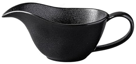 Sauciere aus Keramik, einfach zu gießende Sauciere, tragbarer Sauciere mit glattem Griff, Soßenboot aus Porzellan for Salatdressing, Brühe, Vanillepudding, Creme (Color : Schwarz)