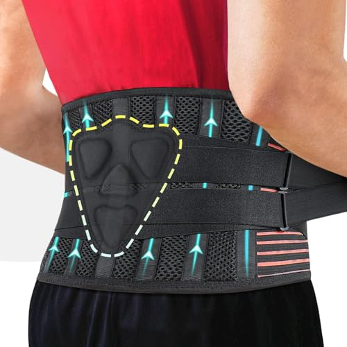 LAFUYSO Back Support Belt for Lower Back Pain Relief with 3D Lumbar Pad, Back Brace for Men/Women, Soft Breathable Mesh Fabric Lumbar Support for Herniated Disc, Sciatica