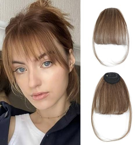 Frangetta Finta Capelli Clip,Naturale Frangia Finta Capelli Veri,Extension Frontale Frangia Posticci,Parrucca Con Frangia,Clip In Frangia,Capelli Frangia,Per Capelli Estensioni, (marrone chiaro)