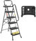 BONTEC 5 Step Ladder with Wide Anti-Slip Pedals, Folding Step Stool Capacity 150KG, Sponge Handrail, Strong and Solid Portable Ladder Suitable for Home, Kitchen, Pantry, Indoor/Outdoor Use