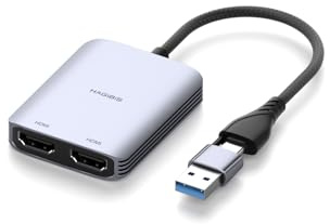 Hagibis USB 3.0 oder USB-C zu Dual-HDMI-Adapter für Mac & Windows, MST Dual-Monitor-Konverter, Triple-Display für Apple M1/M2/M3 Chip, HDMI-Splitter für MacBook Pro Air Mac mini Studio
