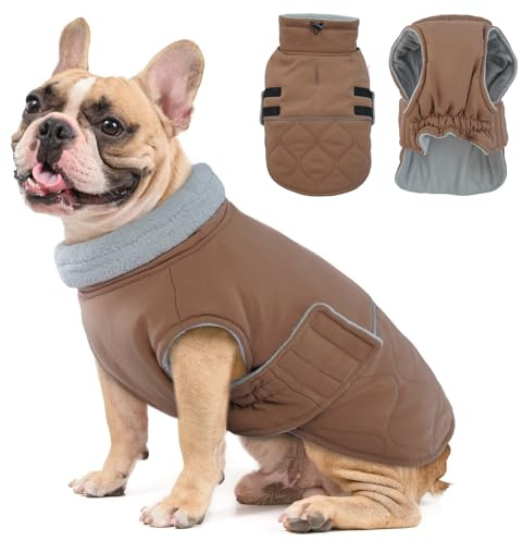 Hjumarayan Hundemantel, Wattierend Winterjacke Geschirröffnung, Warme Wintermantel Gefüttert Kleidung Mantel für Corgi, Cocker Spaniel (Braun L)