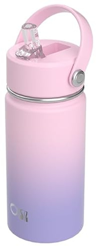 OISIZ Bouteille d'eau pour enfants avec couvercle à paille 400 ml, bouteilles d'eau isolées sous vide en acier inoxydable 316 pour les enfants pour l'école, bouteille d'eau étanche, sans BPA et