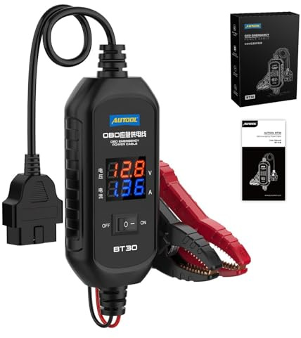 AUTOOL OBD 2 Auto Batterie Wechsel Saver Speicher Fahrzeug ECU Notstromversorgungskabel Ersatz, OBD II Diagnosewerkzeuge mit Spannungs- und Stromanzeige, Batterie Leck Detektiv Kit wth 3A Sicherung