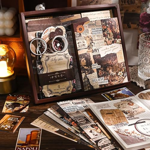 GmeDhc 350 Stück Scrapbook Set, Journaling Zubehör, mit Journaling Scrapbook Zubehör, Schöne Karten, Lesezeichen und Aufkleber für Souvenirs, Geburtstagsgeschenke