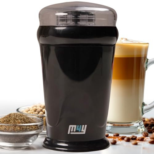 M4Y Electric Coffee Grinder, Bean, Nut & Spice Grinder, Powerful 150 Watt Motor with Large 70g Capacity, Compact Design Coffee Bean for Home Kitchen, One Touch Operation Includes Cleaning Brush