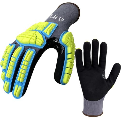 LH-SP TPR Impact Gloves,Safety Gloves with Reinforced Thumb,Excellent Grip and Abrasion Resistance For Work Gloves. (Black&Yellow, 8/M)