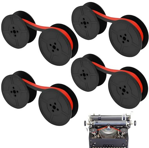GR9 Ruban encreur pour machine à écrire, ruban encreur en nylon, double bobine pour machine à écrire, ruban encreur compatible avec les modèles classiques - Noir/Rouge
