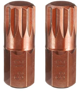sourcing map Lot de 2 embouts de tournevis Torx M12 de 10 mm à tige hexagonale de 30 mm de long - Sécurité magnétique - Inviolable - 12 pointes - Embouts hexagonaux en acier S2