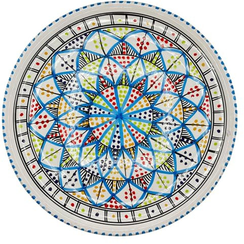 Assiette à pizza en céramique peinte à la main - Artisanat tunisien Ø 35 cm 1401251600 Maroc Turquie Ethnique du Monde