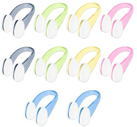 10 Piezas Pinzas de Nariz para Natación, Pinzas para la Nariz Impermeables, Apones de Nariz de Piscina, Pinzas Nariz Natación, para Niños, Adultos, Principiantes (5 Colores)