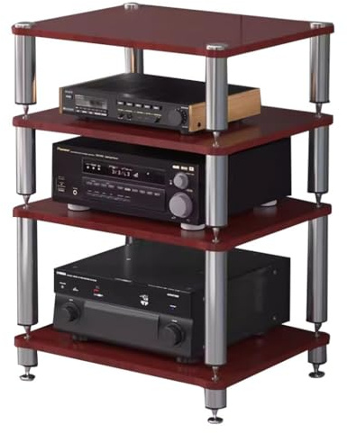 Easnuroz HIFI-Audio-Schrank 2/3/4-stöckiger HIFI-Plattenspieler-Ständer HiFi-Racks Und -Ständer Audio-Rack-Schrank AV-Regal TV-Tisch Für Verstärker/Turntable/Sky Box/Drucker(Brown,60*48*76cm(4Tier))