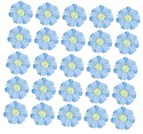 MAGICLULU Falso Crisantemo 50 Piezas Azul de Tela para Manualidades