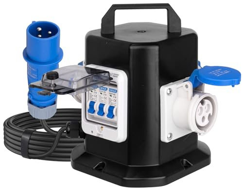 CHENGPI Tragbarer Stromverteiler mit CEE Steckdose 250V/16A/3 Polig Mobiler Adapter,Wasserdicht IP45 Verteiler – Ideal für den Bau und den Außenbereich
