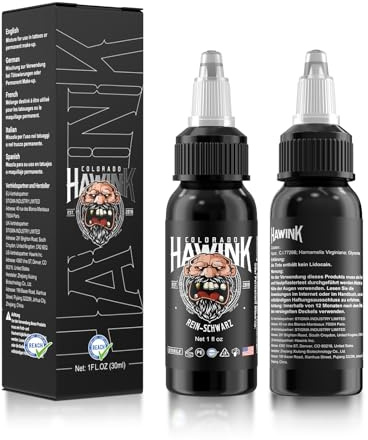 HAWINK Professionelle Tattoo Farbe Black Tattoo Ink Reines Schwarze 1 Flasche mit 1oz (30ml) TI203DE-30-001